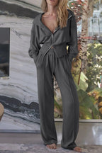 Two-Piece Zip-Up Hoodie and Jogger Pants Activewear Set Dark Gray