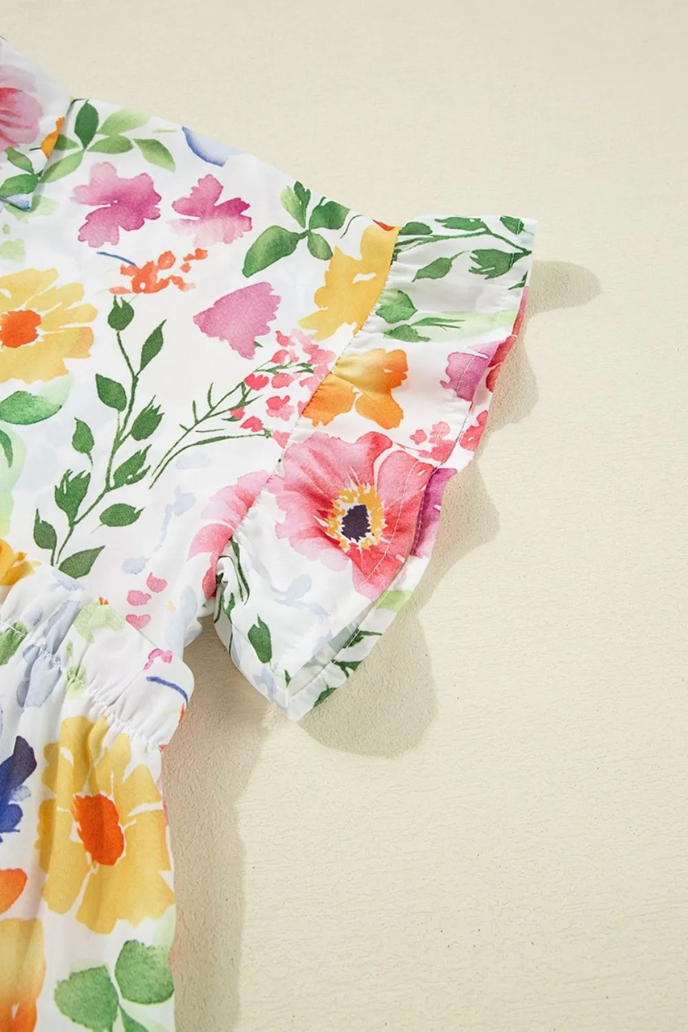 Floral Ruffle Boxy Blouse – Feminine & Airy