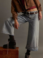Wide-Leg Cropped Pocketed Jeans