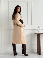 Belted Tie-Waist Longline Coat with Pockets