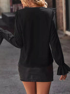 Elegant Ruffled Flounce Sleeve Buttoned Blouse