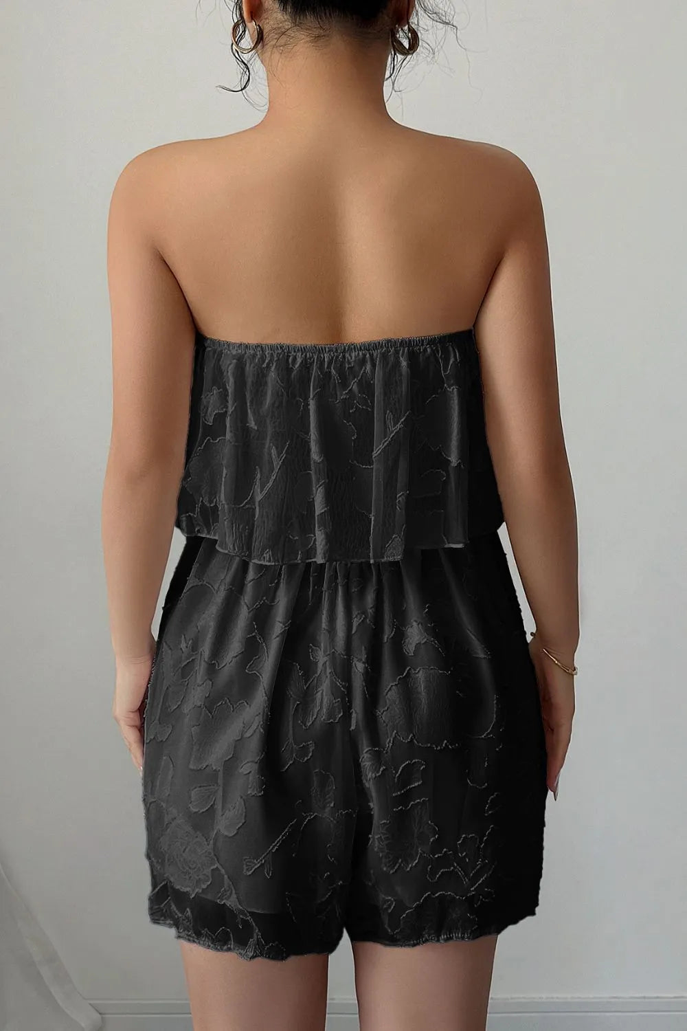 Strapless Ruffle Smocked Waist Romper