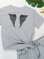 Perfee ANGEL Round Neck Short Sleeve T-Shirt