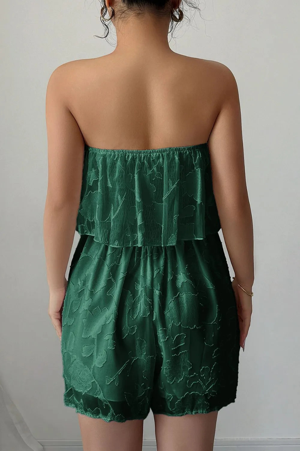 Strapless Ruffle Smocked Waist Romper