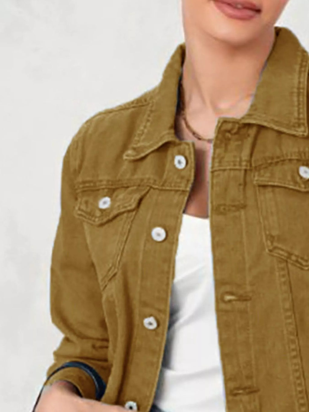 Button-Up Long Sleeve Denim Jacket with Pockets