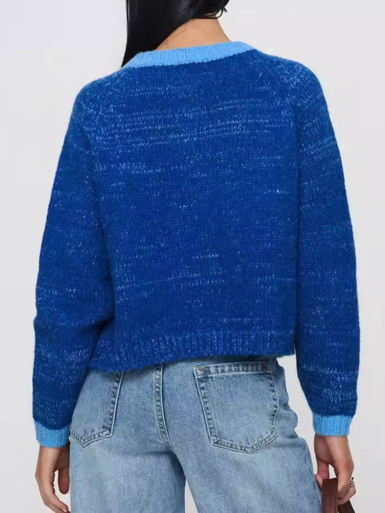 Contrast Trim Knit Button-Up Cardigan