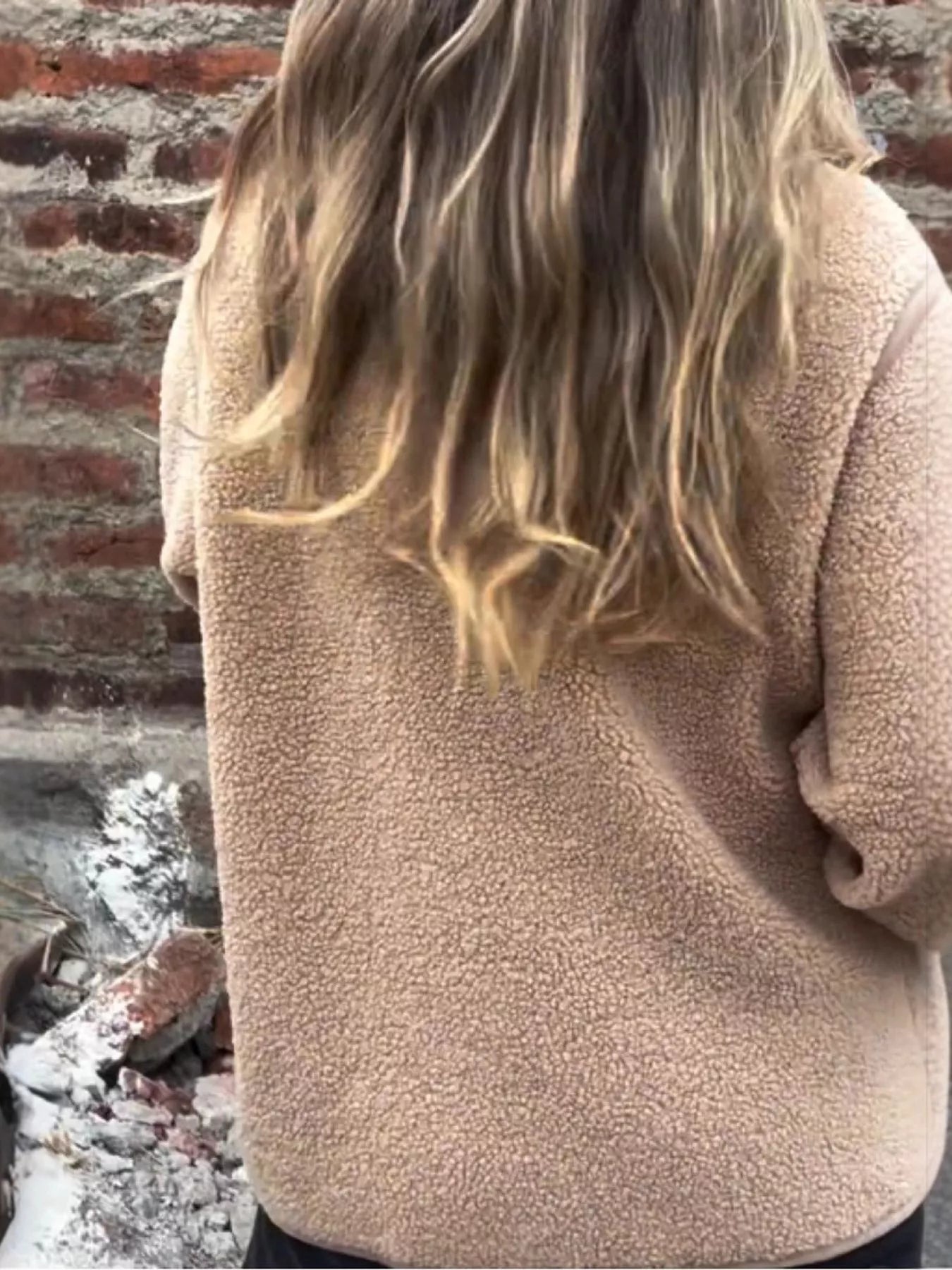 Button-Up Long Sleeve Fleece Jacket for Women – Plus Size