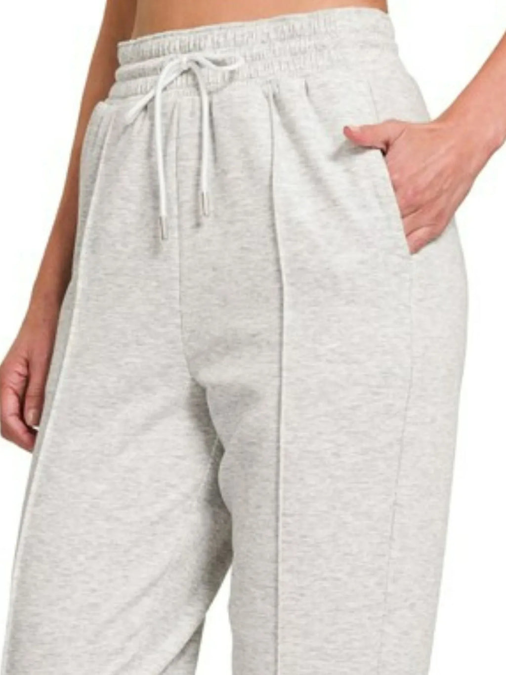 Zenana Heather Grey Jogger Sweatpants with Drawstring and Pockets