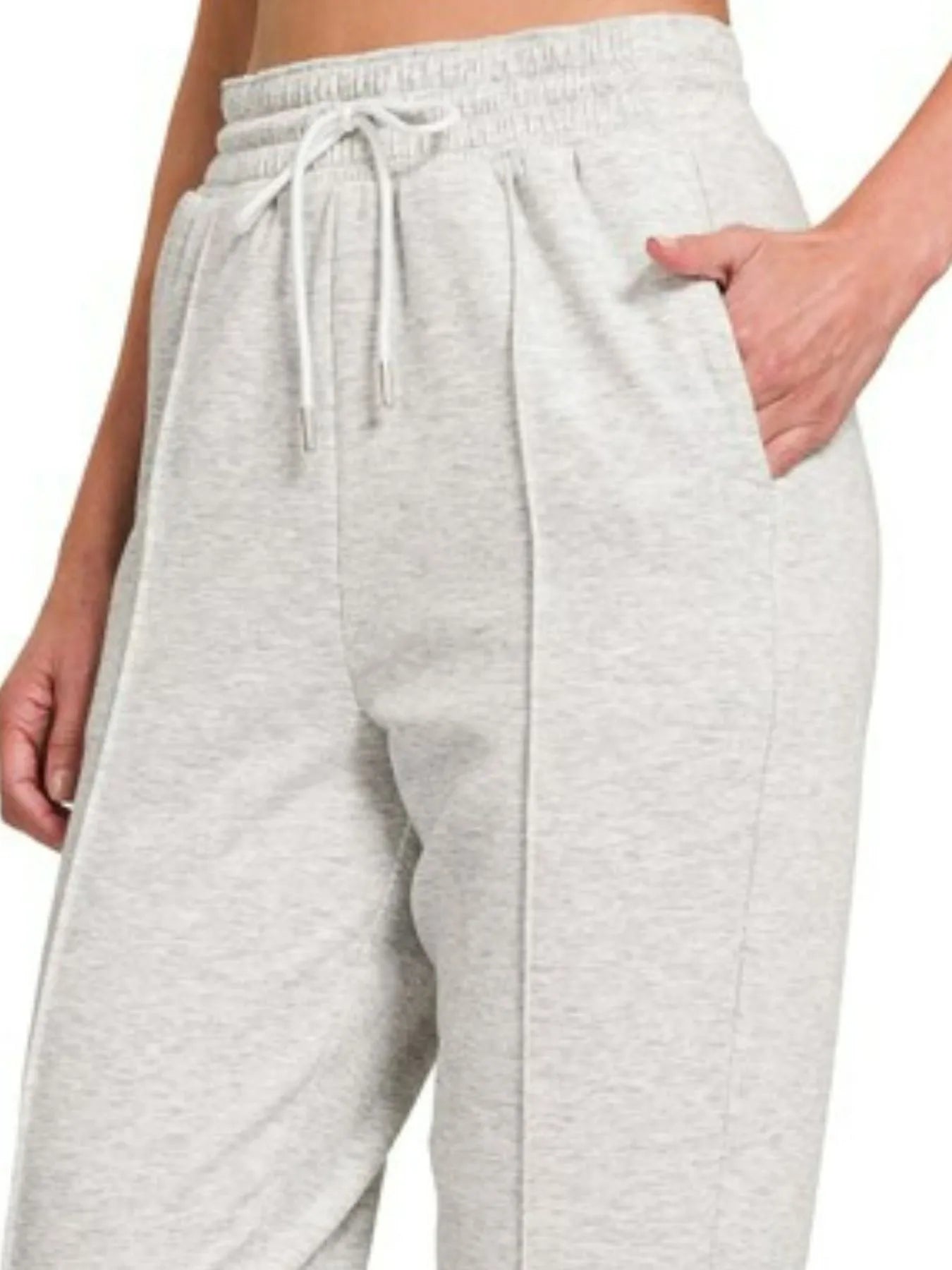 Zenana Heather Grey Jogger Sweatpants with Drawstring and Pockets