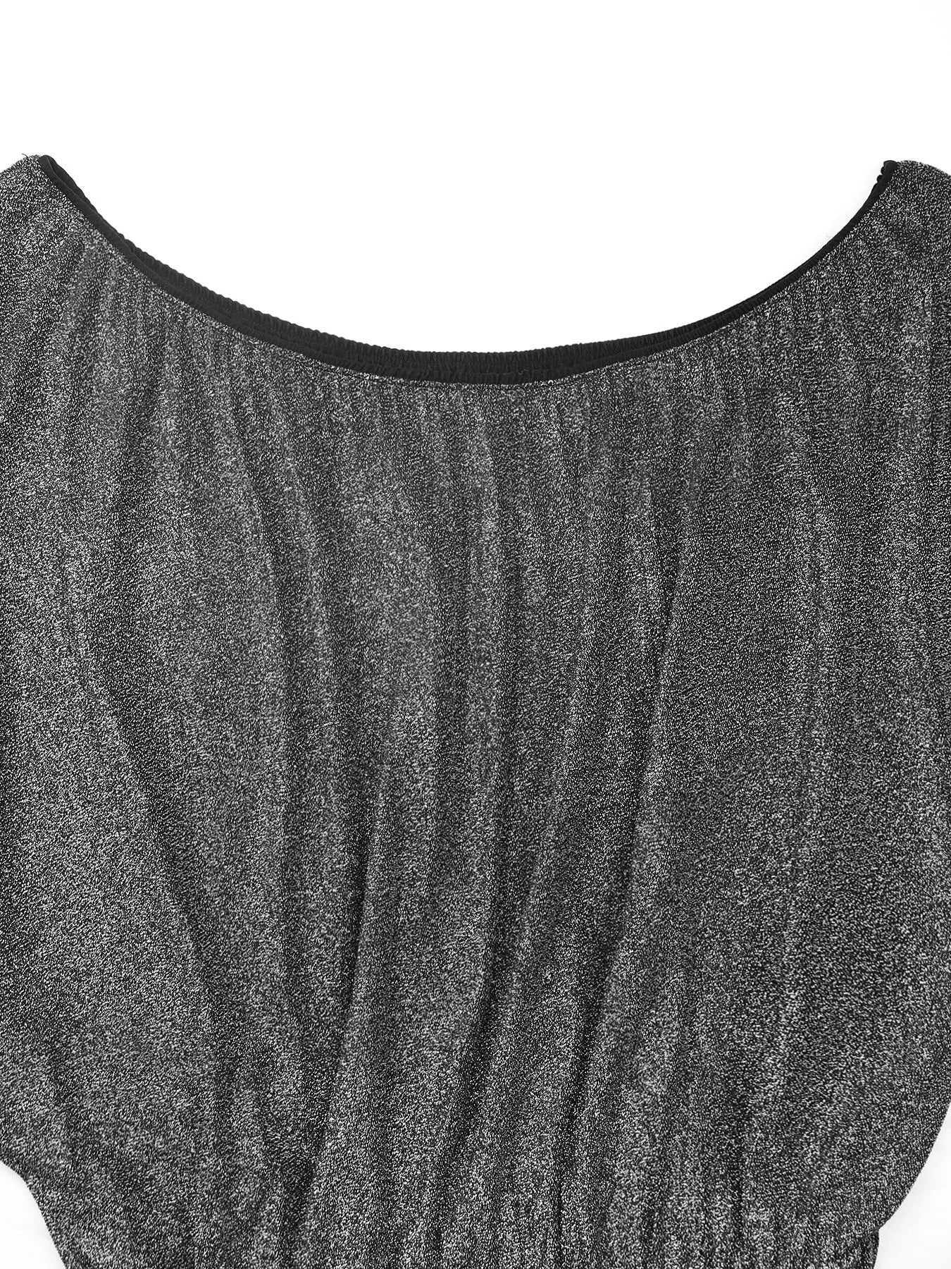 Elegant Glitter One-Shoulder Long Sleeve Wide-Leg Jumpsuit