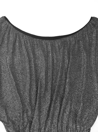 Elegant Glitter One-Shoulder Long Sleeve Wide-Leg Jumpsuit