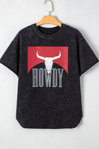 Western HOWDY Steer Head Print Loose Fit Tee