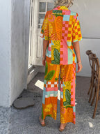 Devine Printed Button Down Shirt and Pants Set