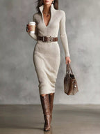 Full-Size Ribbed Knit Turtleneck Sweater Dress (Plus Size) Ivory