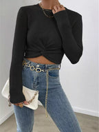 Chic Twisted Front Cropped Knit Top
