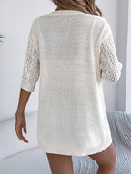 Openwork Open Front Half Sleeve Cardigan – Elegant & Lightweight