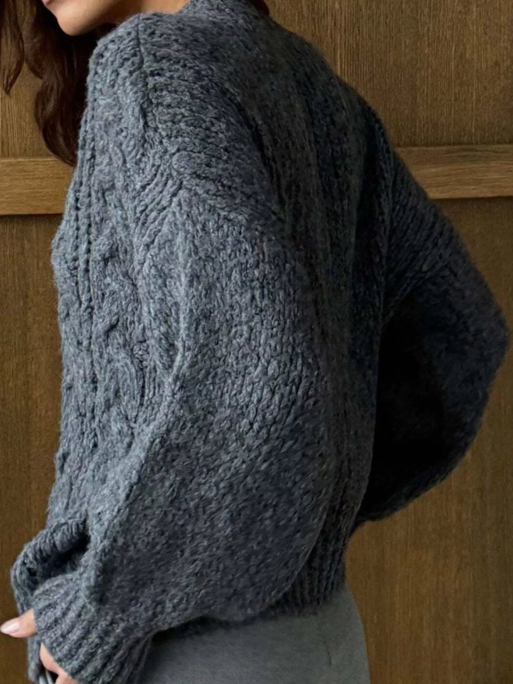 Cozy Cable Knit Button-Front Cardigan Sweater