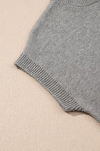 Flower Pattern Ribbed Trim Short Sleeve Boxy Sweater