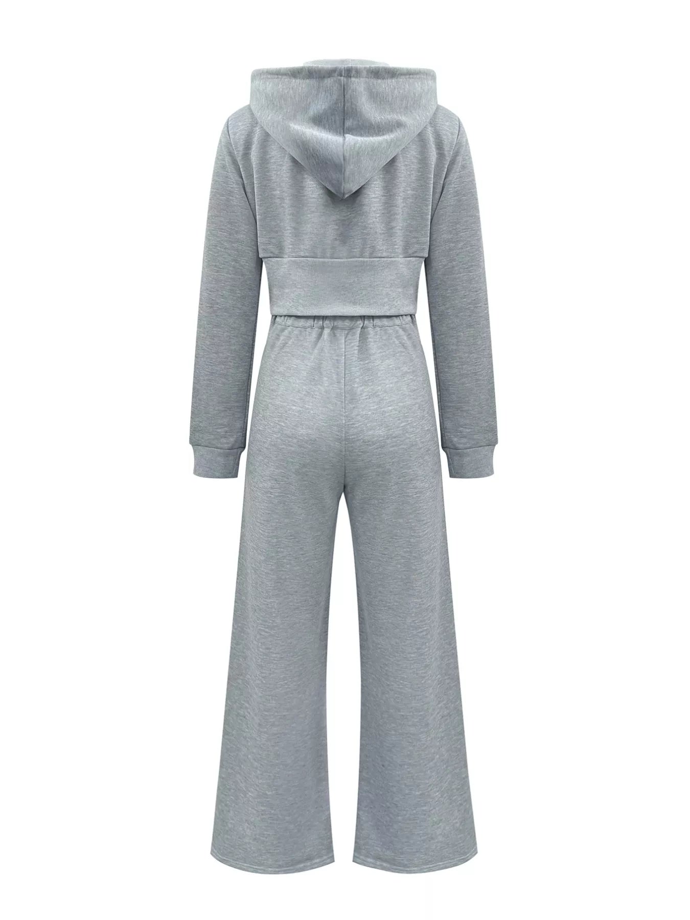 Trendy Casual Cropped Hoodie & Wide Leg Pants Co-ord Set