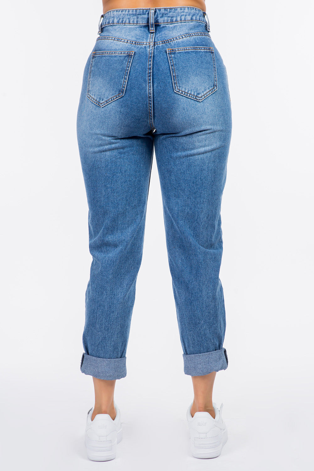 American Bazi Pleated High-Waist Jeans