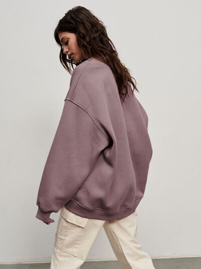 Oversized Round Neck Dropped Shoulder Sweatshirt