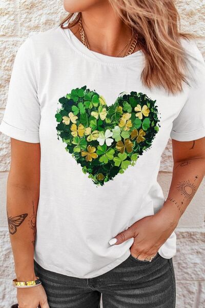 Clover Heart Relaxed Fit T-Shirt – Comfortable & Stylish White