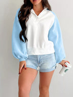 Color Block Snap Button Front Sweatshirt