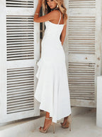 High-Low Ruffled Hem Midi Cami Dress - Elegant & Flowy