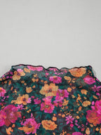 BloomMist Floral Mesh Mock Neck Short Sleeve Top