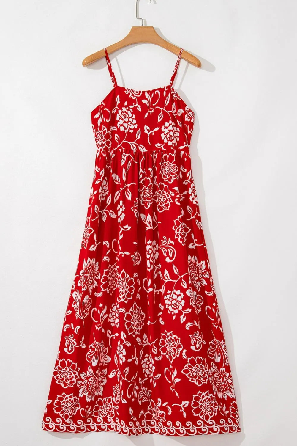 Floral Print Spaghetti Strap Empire Waist Maxi Dress