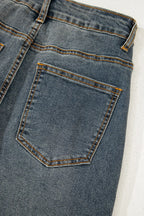 Exposed Stitching High Waist Straight Leg Jeans