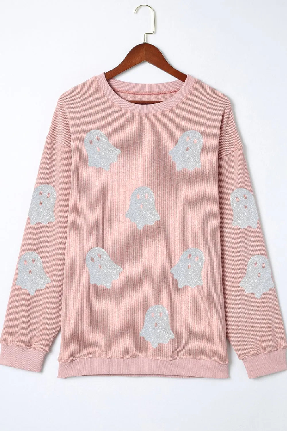 Oversized Ghost Print Round Neck Sweatshirt