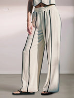 Striped Vest & Wide-Leg Pants Two-Piece Set