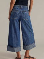 Wide-Leg Cropped Pocketed Jeans