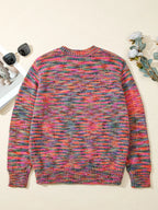 Space Dye Yarn Knit Crew Neck Sweater