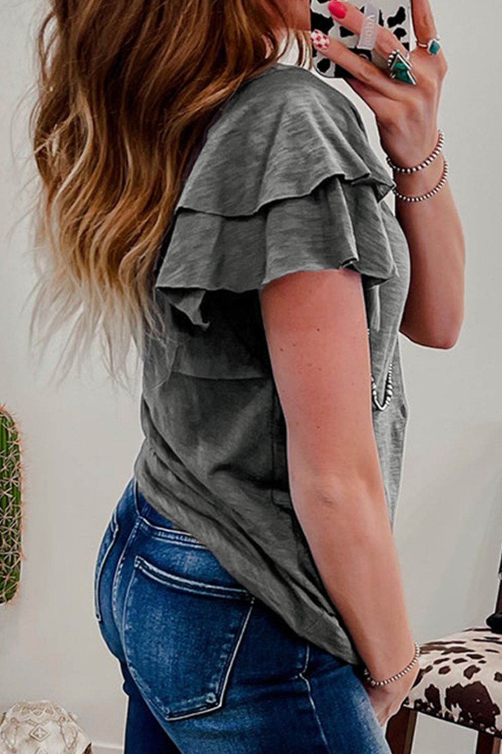Round Neck Layered Short Sleeve Top - Stylish & Comfortable