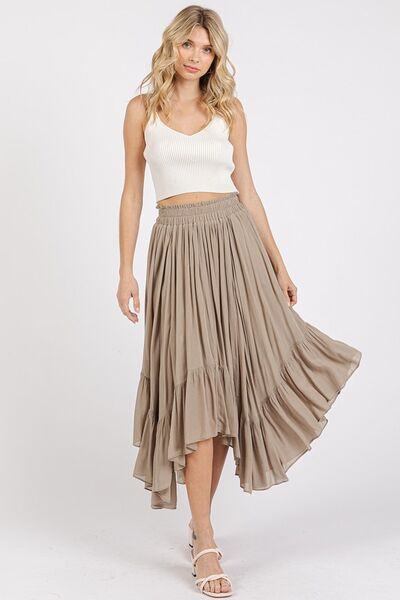 Mittoshop Handkerchief Hem Elastic Waist Pocket Midi Skirt