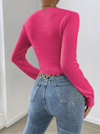 Chic Twisted Front Cropped Knit Top