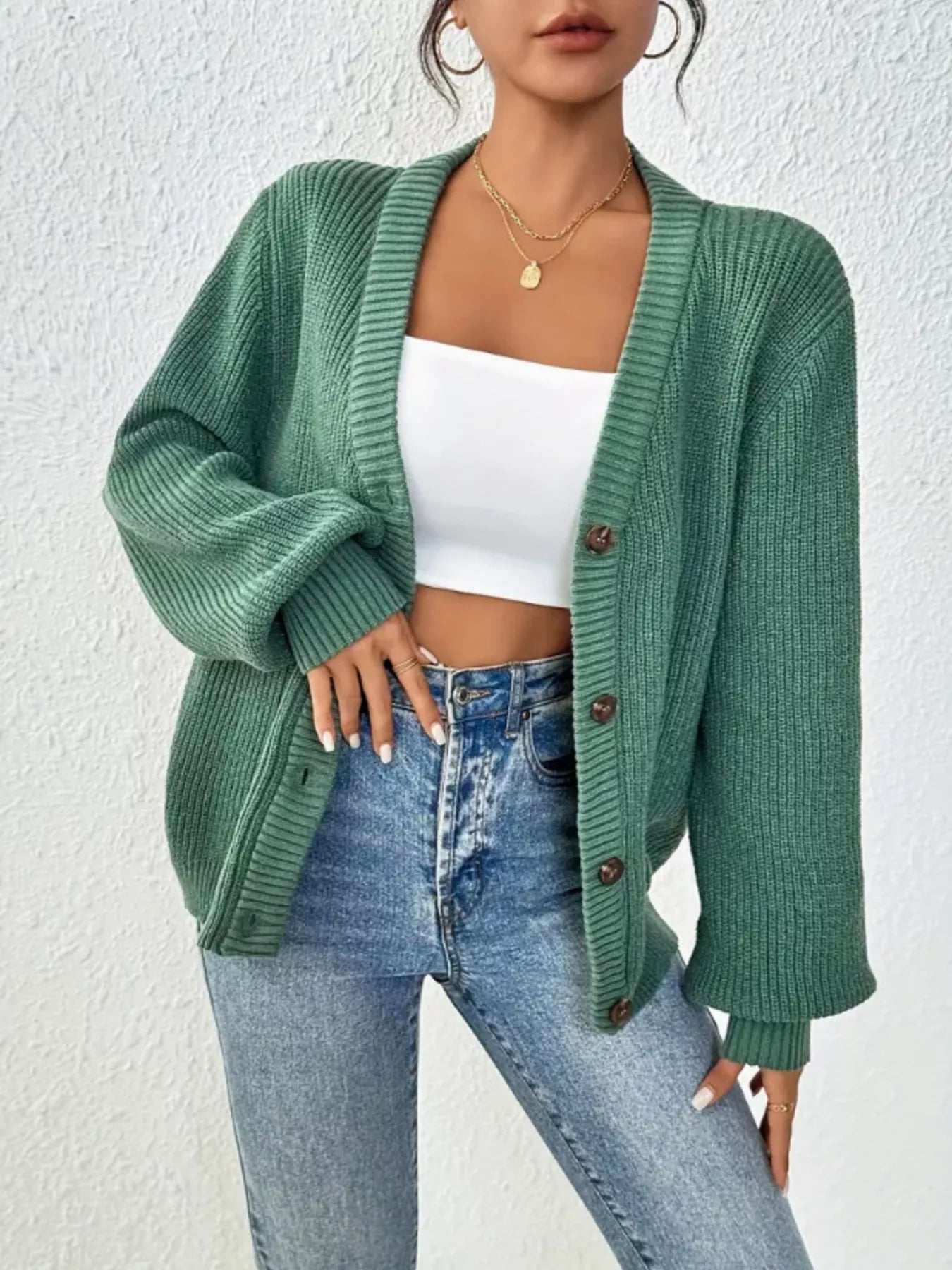 Cozy Chunky Knit Button-Front Cardigan
