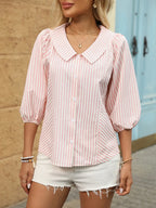 UrbanLine Striped Button Down Shirt - 3/4 Sleeve Style