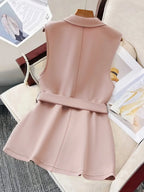 Tie Waist Edge Sleeveless Blazer Vest