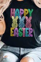 HAPPY EASTER Sequin Bunny T-Shirt - Festive & Sparkly Tee