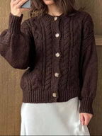 Cozy Cable Knit Button-Front Cardigan Sweater