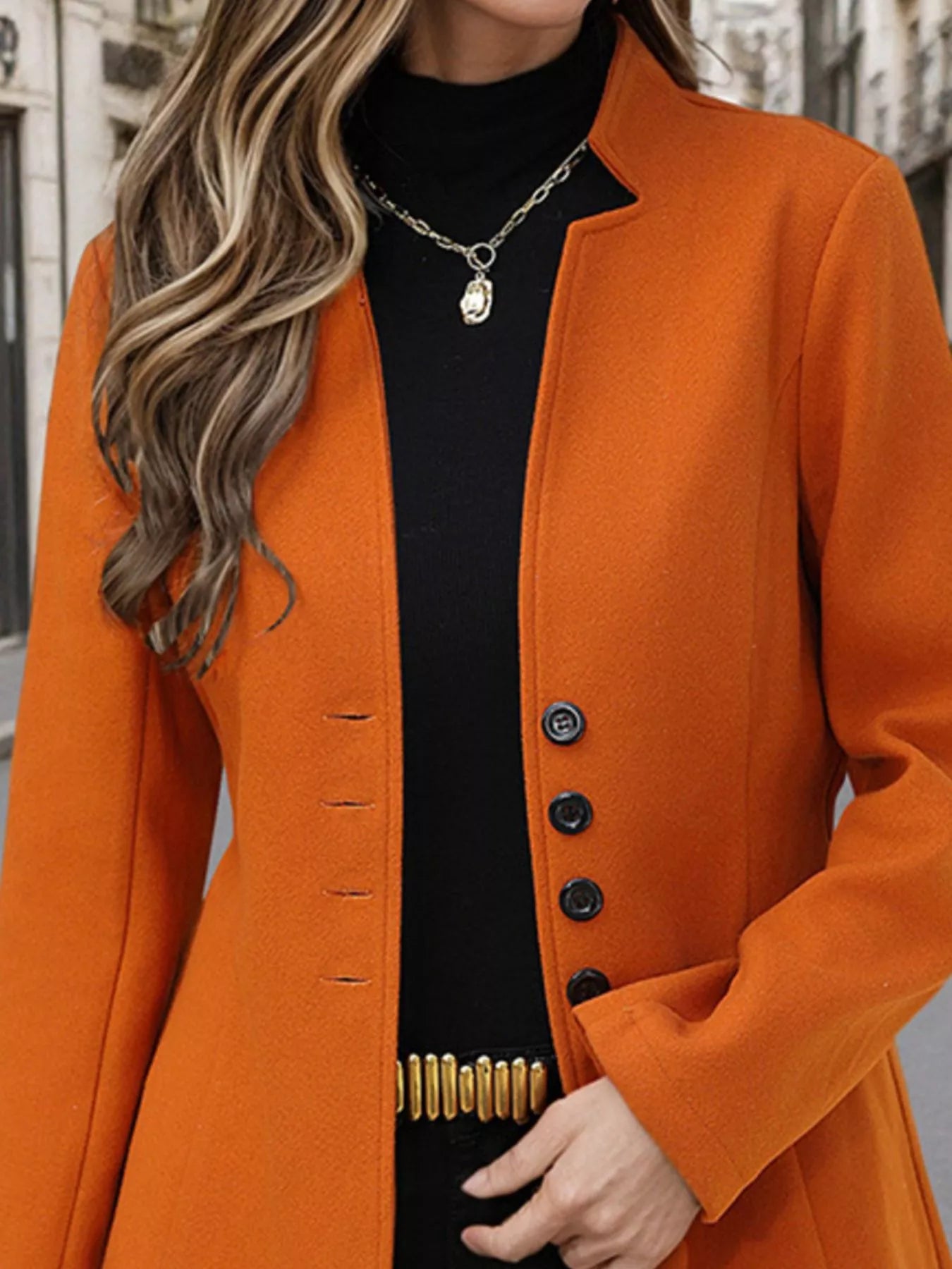 Classic Button-Up Long Sleeve Coat