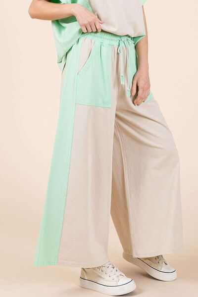 Mittoshop Color Block Wide Leg Pants