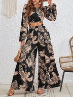 ChicMatch Printed Long Sleeve Two-Piece Set