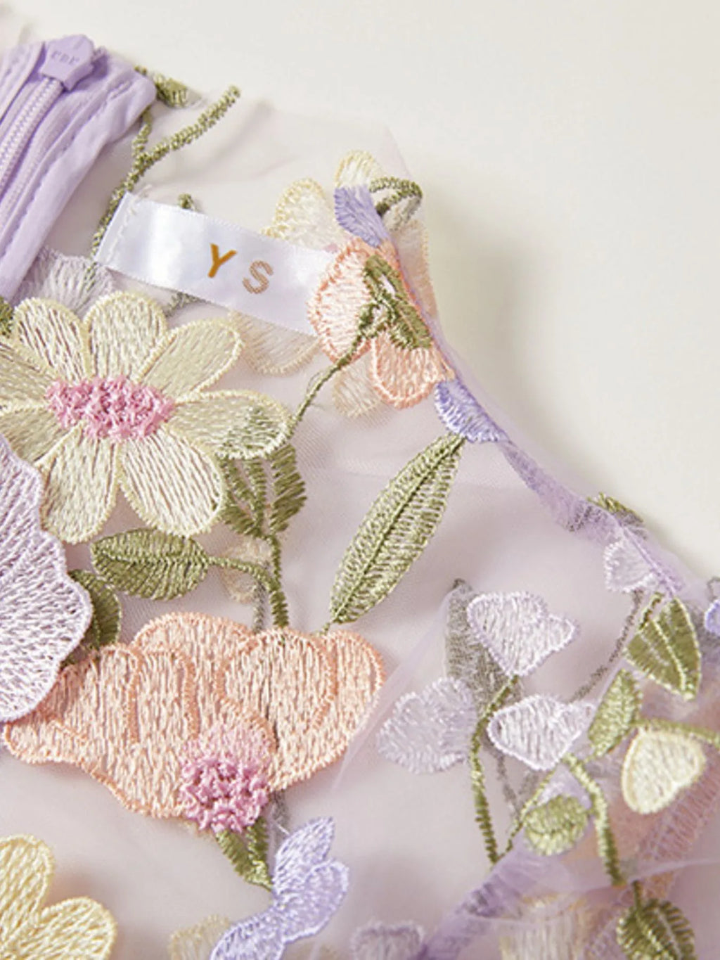 Embroidered Mesh Overlay Maxi Dress – Lined Evening Wear with Zipper Closure