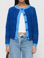 Contrast Trim Knit Button-Up Cardigan