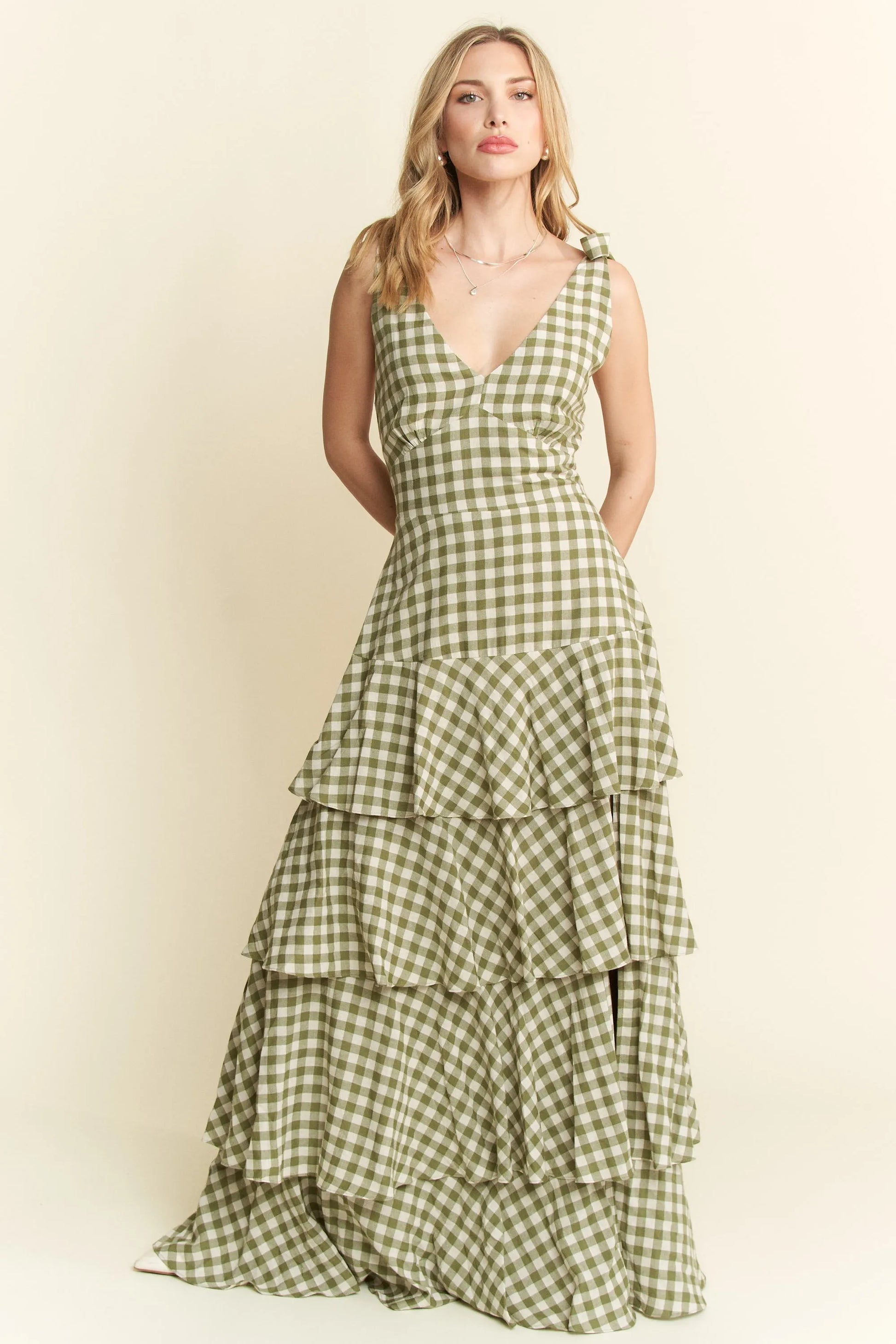 Jade By Jane Gingham Tiered Maxi Dress