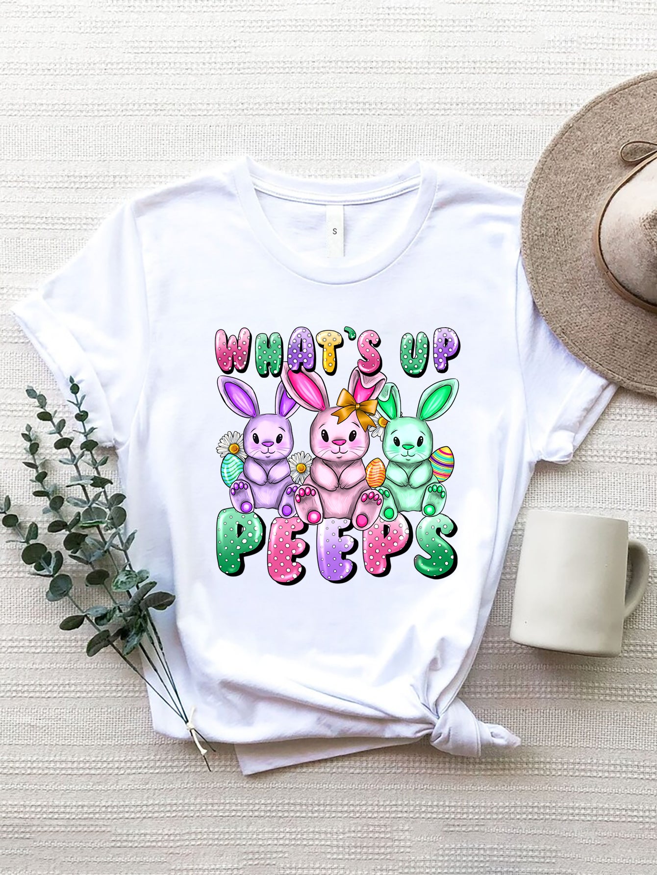 Graphic Round Neck T-Shirt - Lightweight & Comfortable White